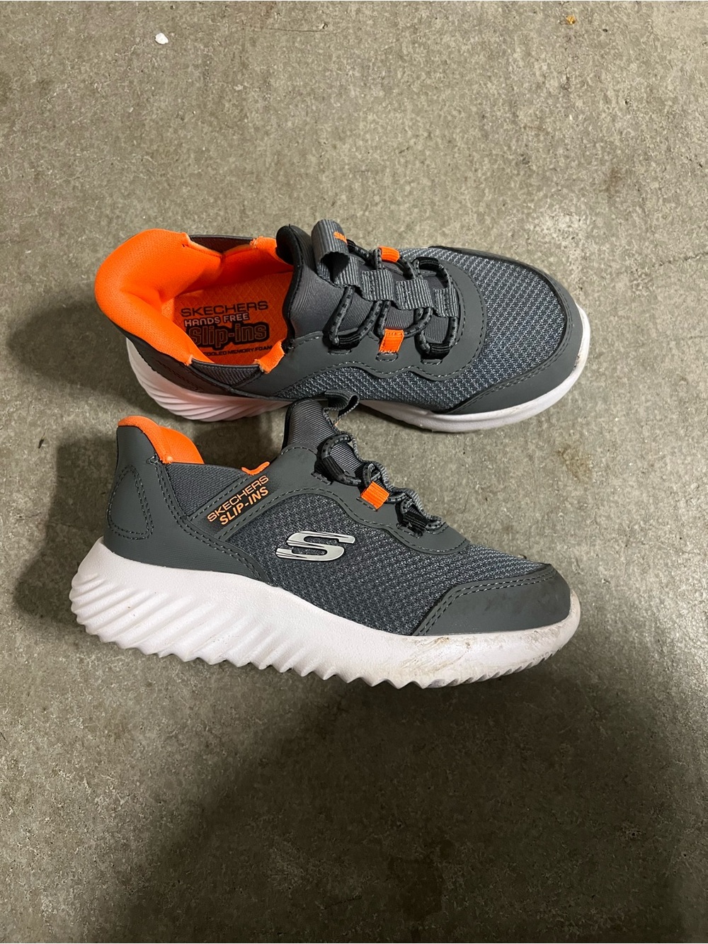 Skechers Kids Gray & Orange Slip-In Athletic Sneakers